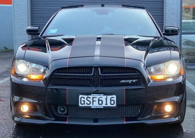 Dodge Charger custom vehicle stripes and vinyl accent graphic installation