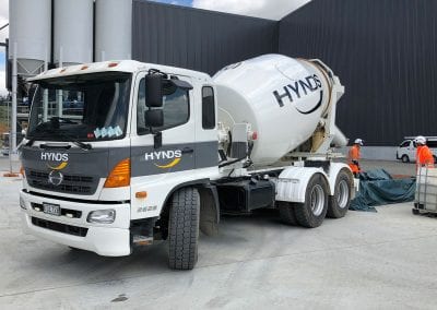 Hynds custom concrete mixer truck wrap and industrial fleet signage by Number 1 Signs