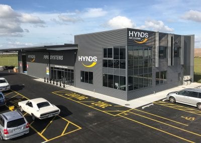 Hynds Hamilton custom building and roadside plinth signage installation by Number 1 Signs