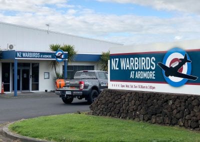 NZ Warbirds commercial property entry signs and exterior building signage