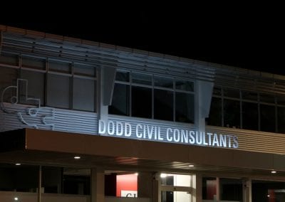 Dodd Civil commercial warehouse exterior building signage installation