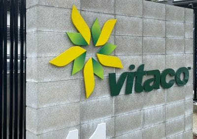 Vitaco 3D roadside freestanding pylon and corporate building sign