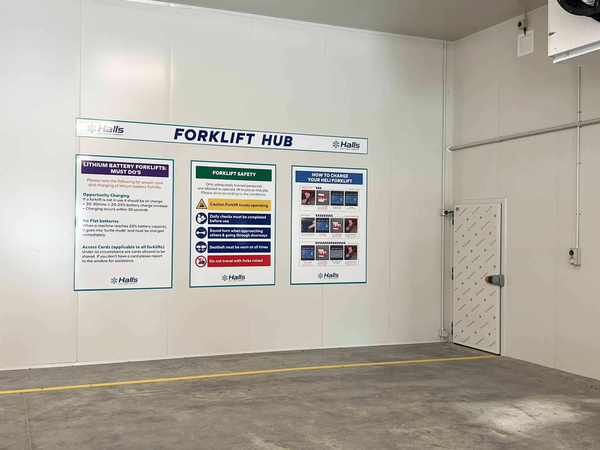 Hall’s Horotiu forklift hub operational signage