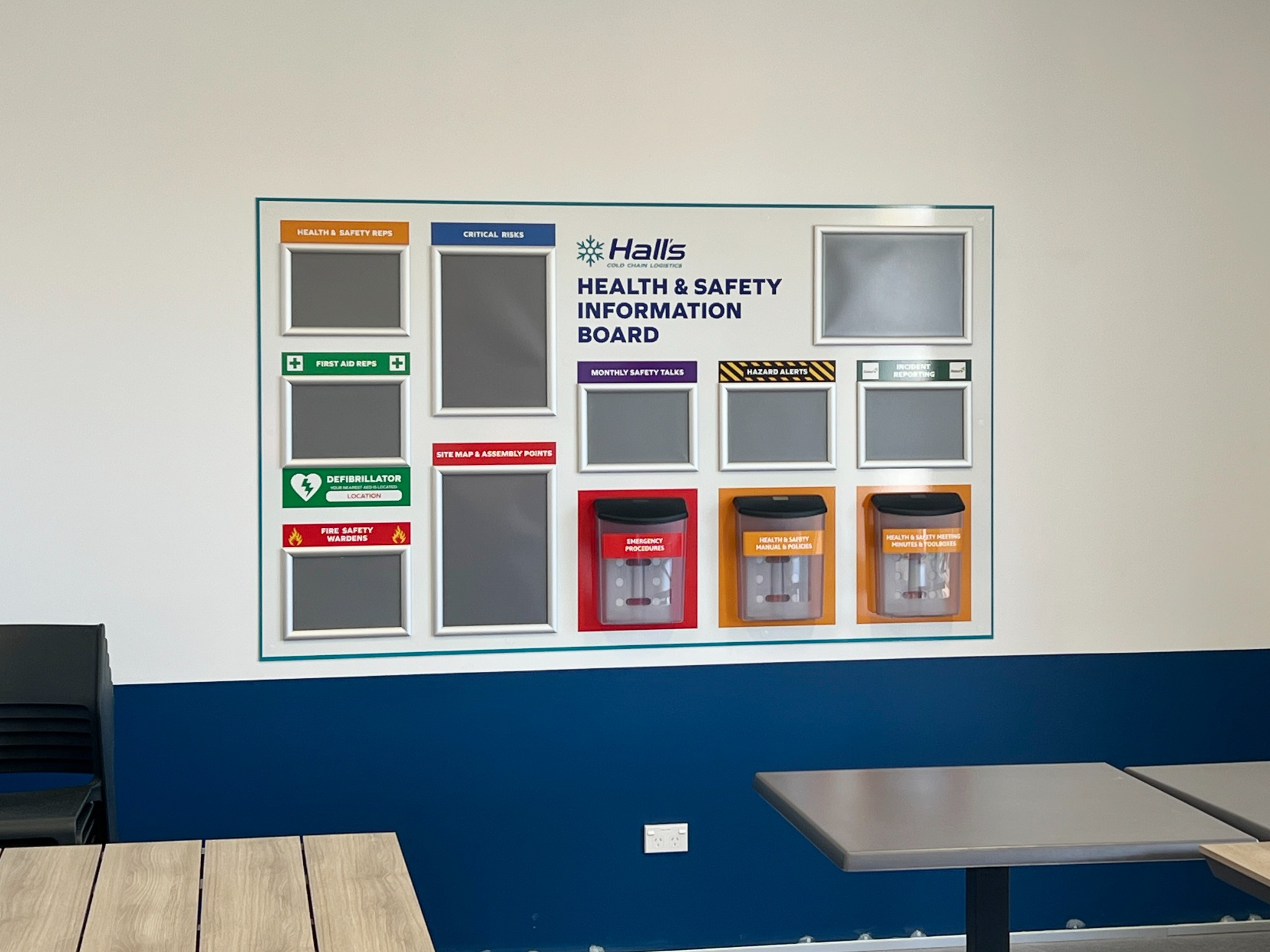Hall’s Horotiu health and safety information signage